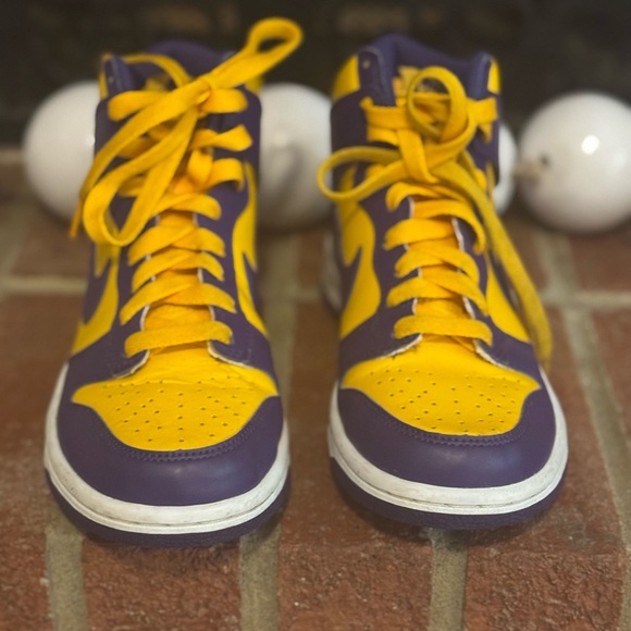 Nike Dunk High  Nike Dunk High Kids Sneakers - Bold Purple and Yellow